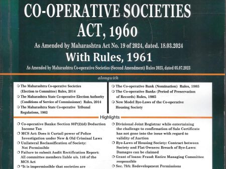 The Maharashtra Co-operative Societies Act , 1960 With Rules , 1961 on Sale